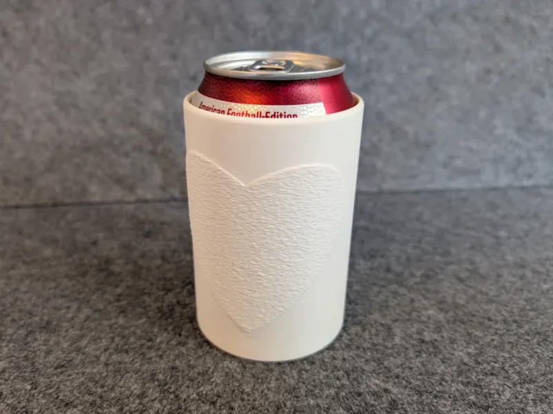 Fuzzy heart soda can holder