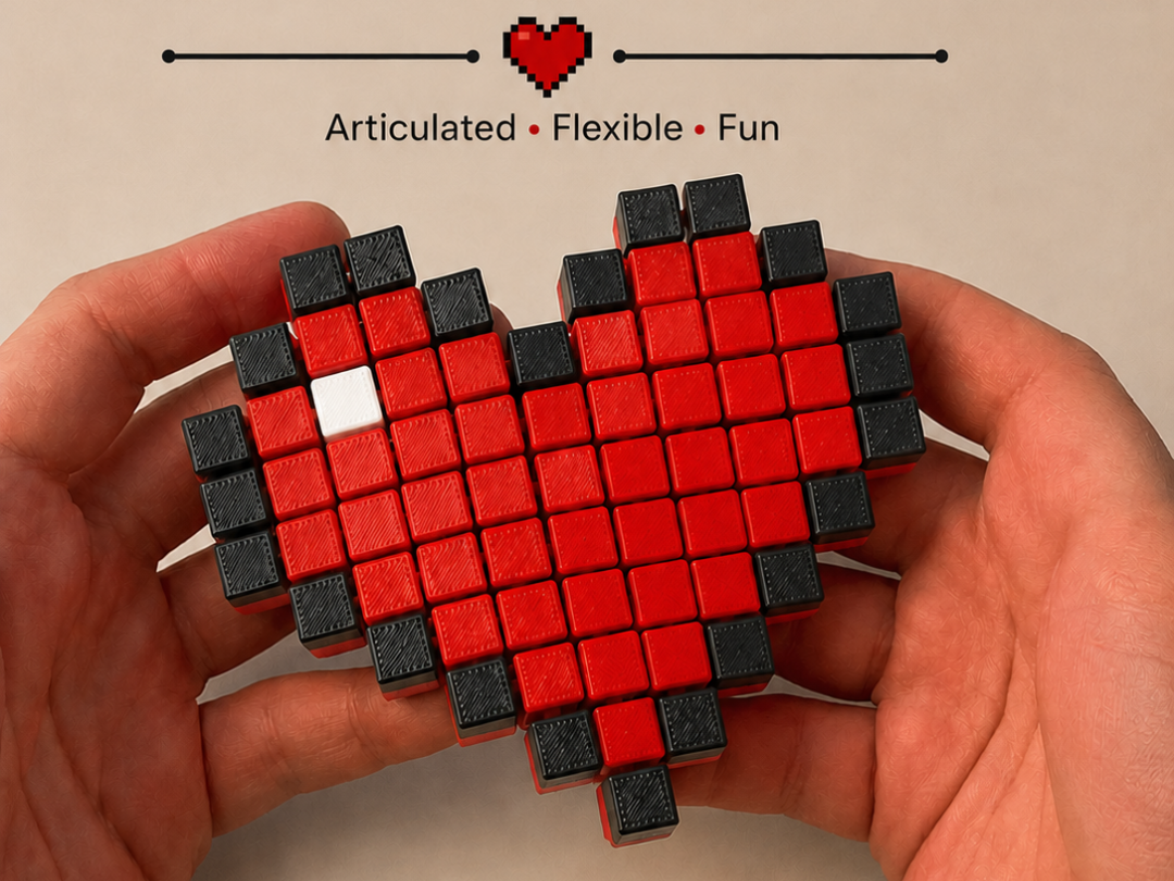 Articulated Fidget Flexi 8 BIT Heart 
