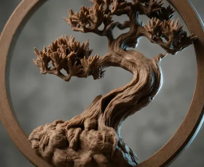 Zen Bonsai Relief Sculpture - Free 3D Print Model - MakerWorld