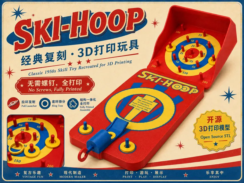 经典铁皮玩具Ski-Hoop(1950‘s风靡世界，无需五金)