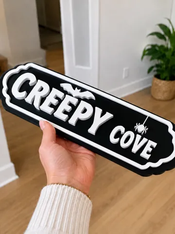 Letrero o emblema decorativo: Creepy Cove Street Sign Cute Halloween Decor — vista de referencia 2