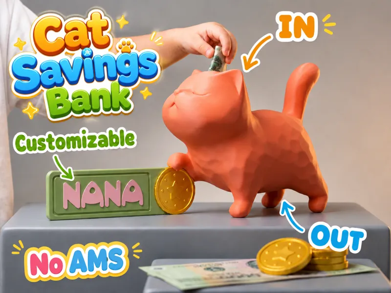 Cat Savings Bank – Customizable Cat Coin Bank