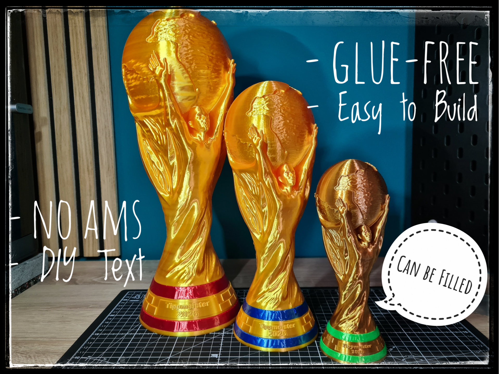 World Football Cup Replica - 3 Sizes - No AMS
