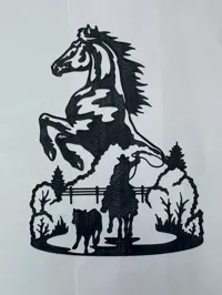 Silhouette cheval et ranch, art mural — photo 4