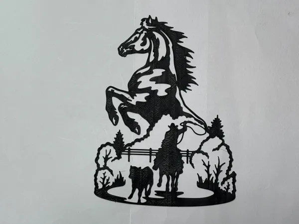 Silhouette cheval et ranch, art mural
