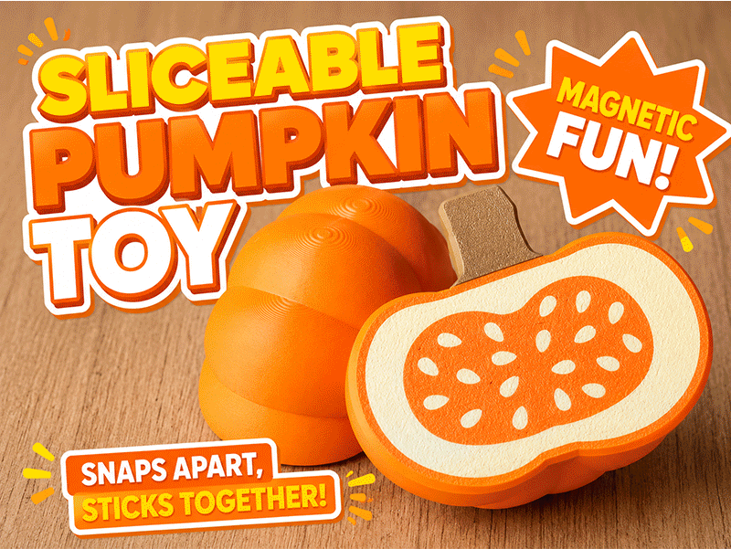 Sliceable magnetic pumpkin toy