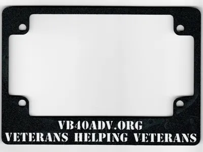 Motorcycle license plate frame with custom text