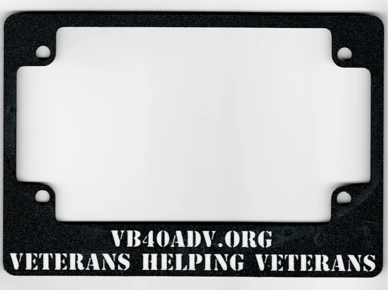 Motorcycle license plate frame with custom text