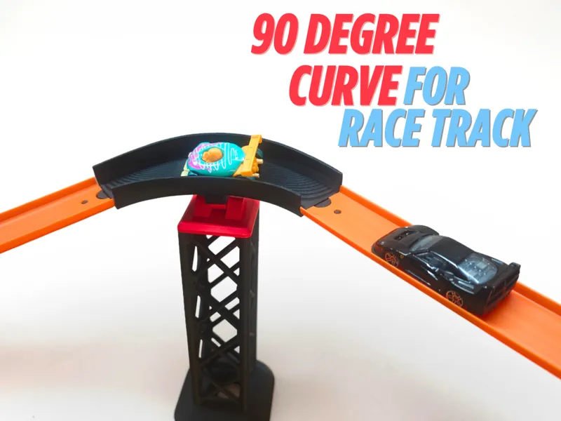 90 Degree Curve Toy Car Race Track 1:64 Diecast
