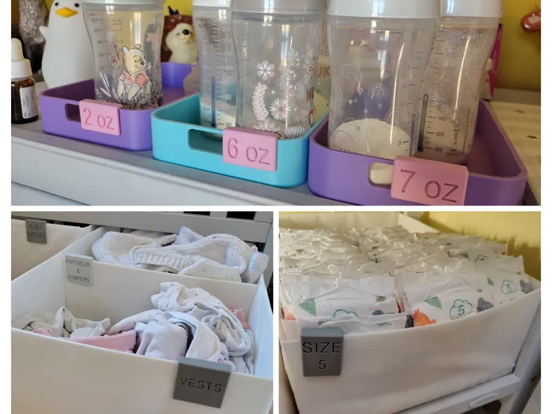 Baby Nursery Basket Signs - Clothes/Bottle/Diapers