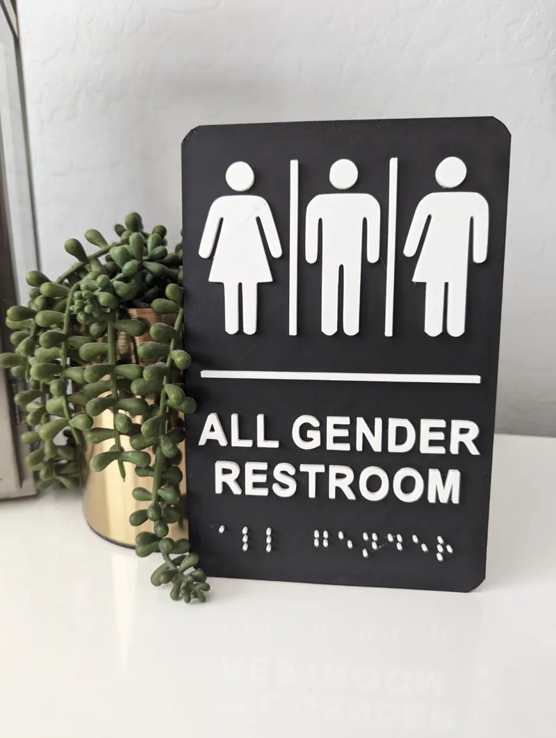 All Gender Restroom Toilet Sign with Braille