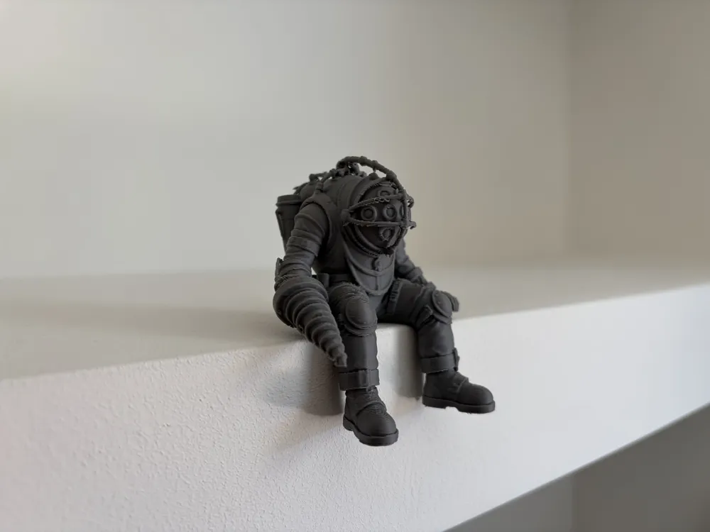BioShock Big Daddy sitting on a Ledge shelf - Free 3D Print Model ...