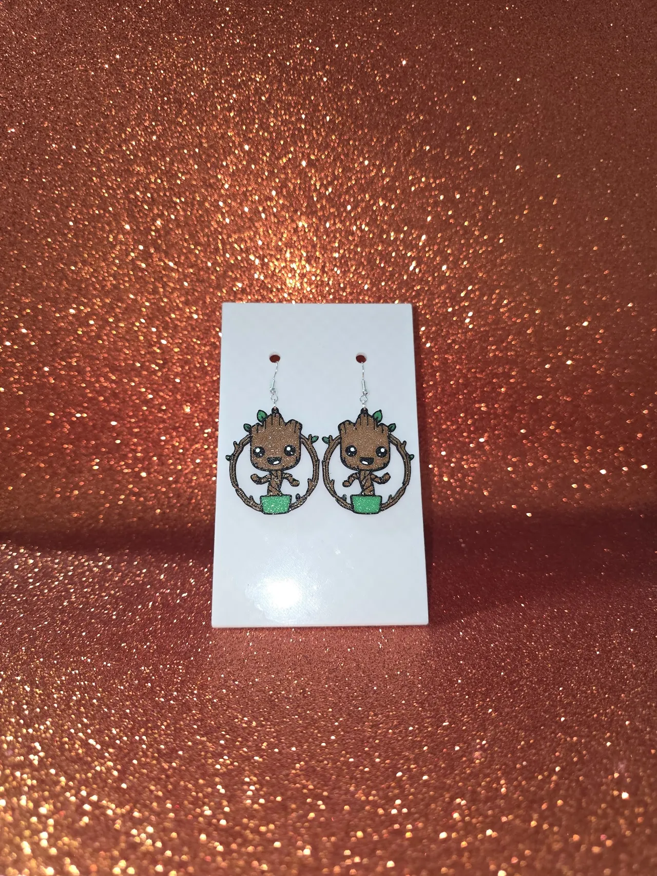 Baby Groot earrings view 2