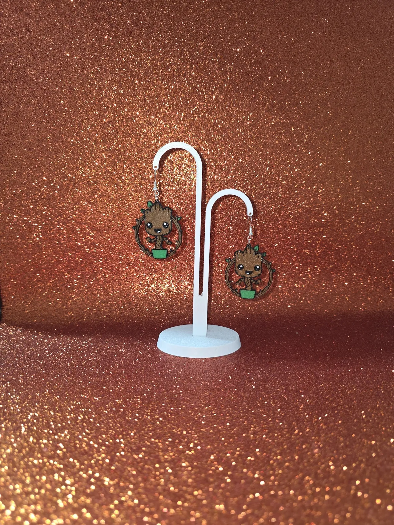 Baby Groot earrings view 3