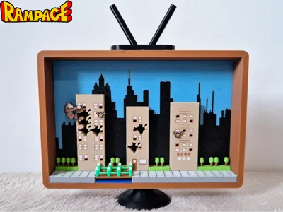 Rampage Arcade Diorama / Retro Game Level/Retro TV