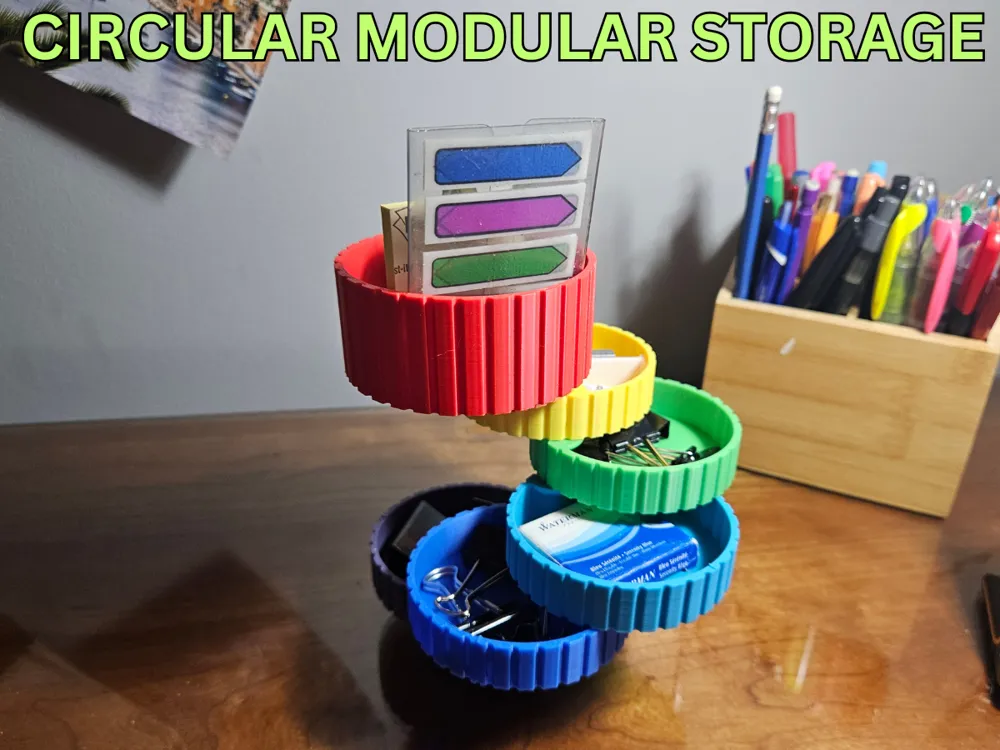 Circular Modular Models CIRCULAR MODULAR STORAGE - (7.5cm notched sides) by Darren 3d print ...