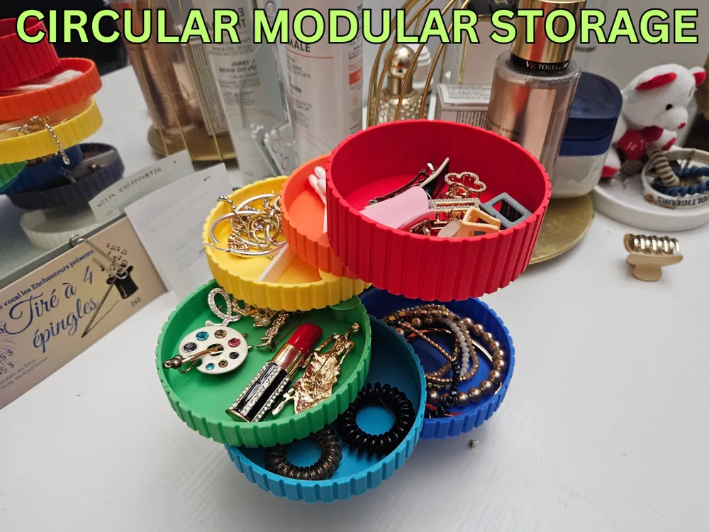 Circular Modular Models CIRCULAR MODULAR STORAGE - (7.5cm notched sides) by Darren 3d print ...