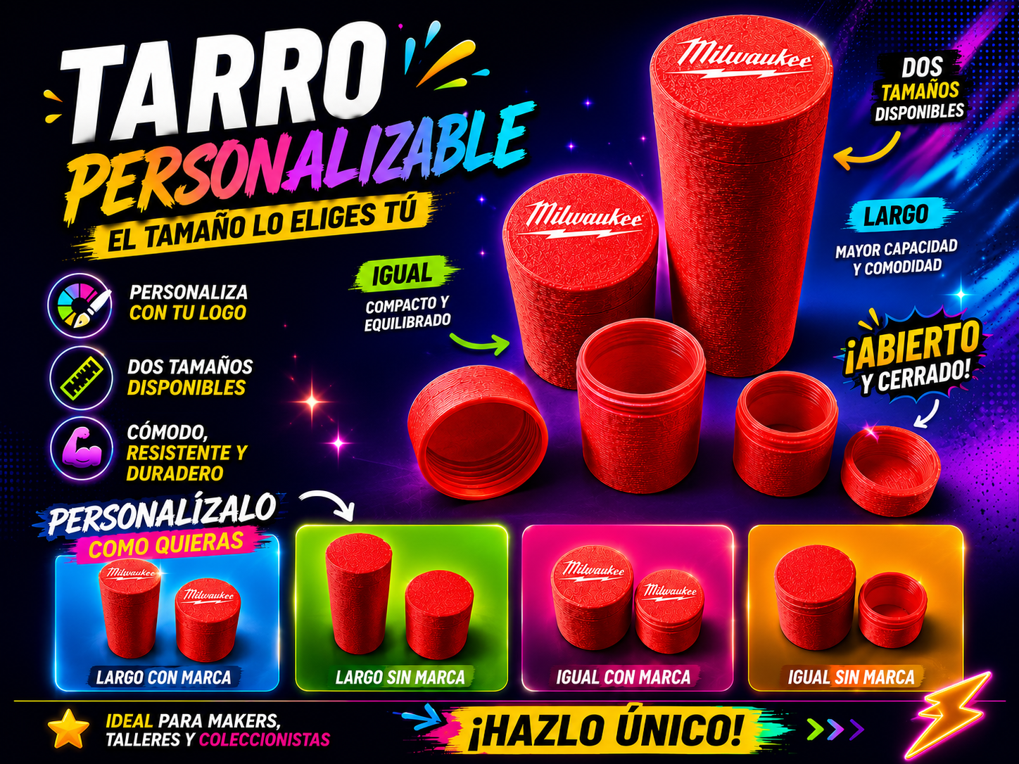 Tarro Milwaukee Cambia el tamaño a tus necesidades