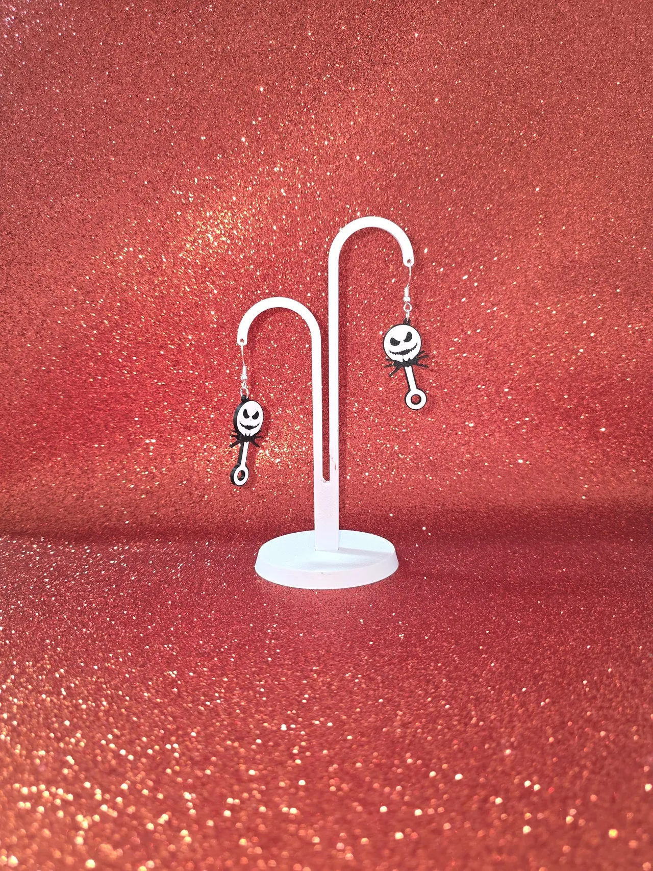 Lollipop jack skellington earrings view 3