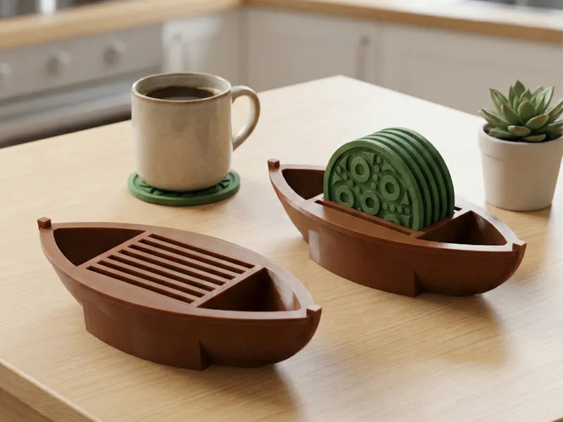Boat Coaster Holder + Coasters set