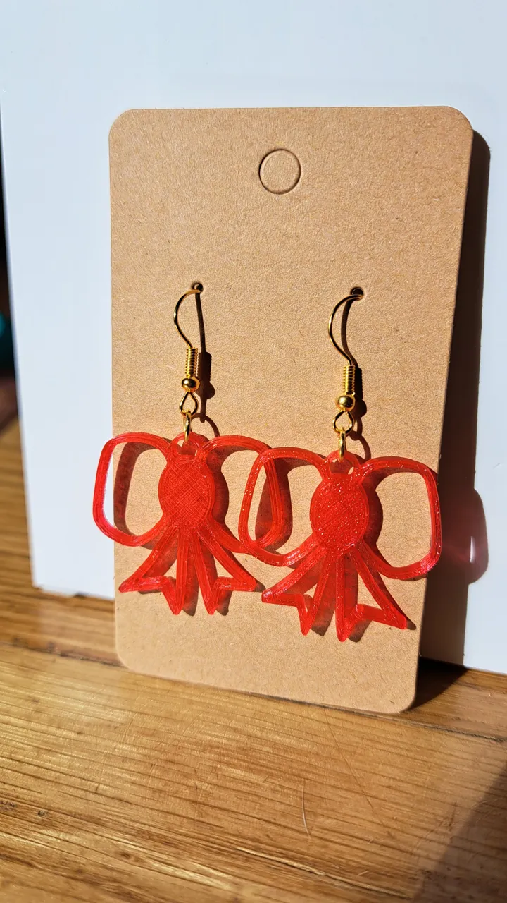 Ribbon bow earrings view 2