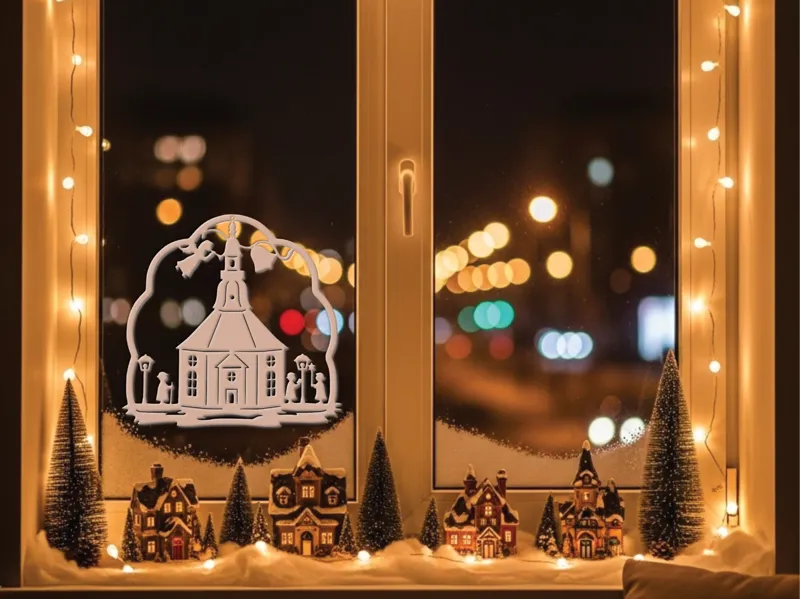 weihnachtliches Fensterbild Bergkirche in Seifen