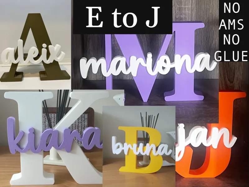 Layered Initial and Name Sign (E–J)