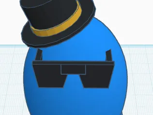 egg with arms, legs, hat, glasses