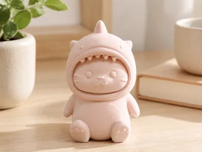 Sharky Cat Figurine – Cute Cat in Shark Costume