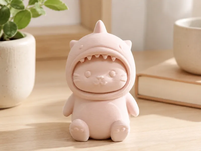 Sharky Cat Figurine – Cute Cat in Shark Costume