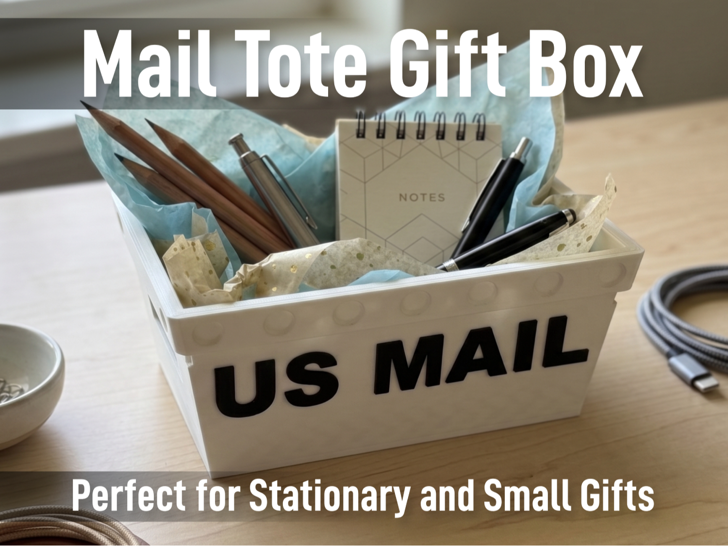Mini US Mail Tote: Desktop Gift Box & Organizer