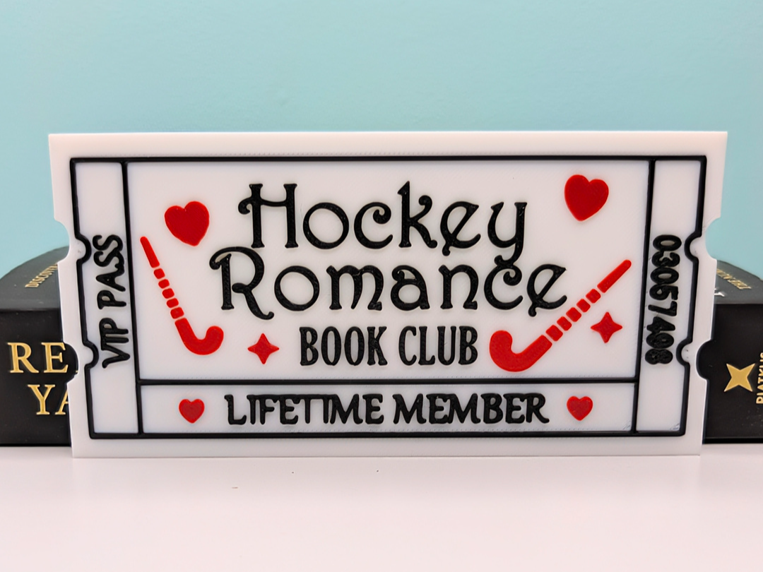 Hockey Romance Movie Ticket style sign