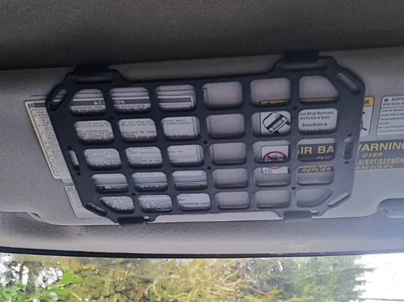 Molle Panel, Sun visor organiser, molle organiser.