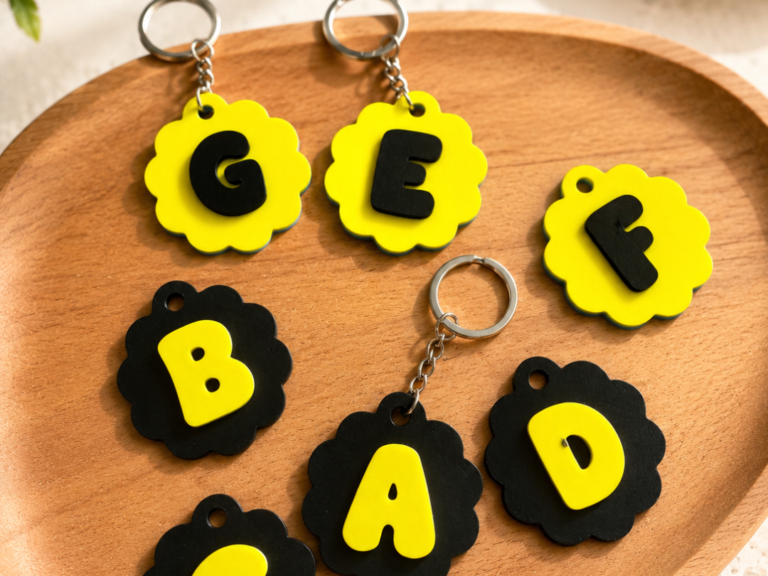 Flower Alphabet Keychain