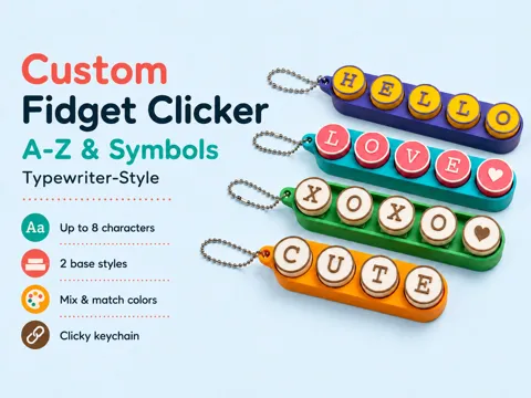 Objeto manipulable: Custom Fidget Clicker – A-Z & Symbols | Typewriter — referencia de MakerWorld