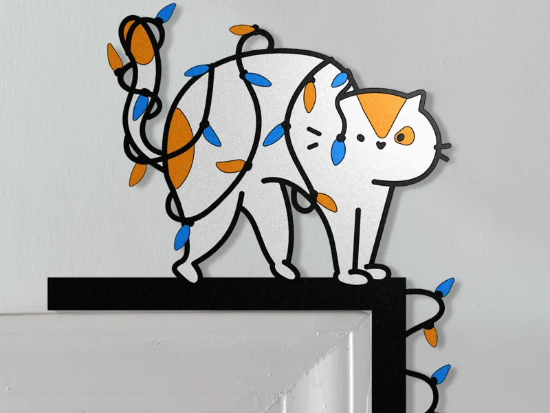 Tangled Cat Door Corner Christmas Decoration