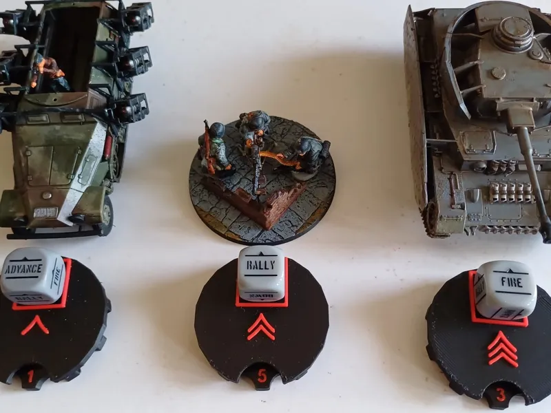 Bolt Action Pin markers with veterancy + dice Hold