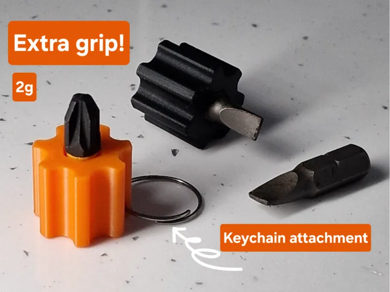 Nano bit screwdriver, edc bit holder, keychain bit