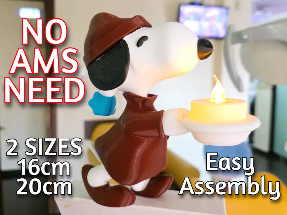 Snoopy Tealight Holder -NO AMS- Easy assembly - Free 3D Print