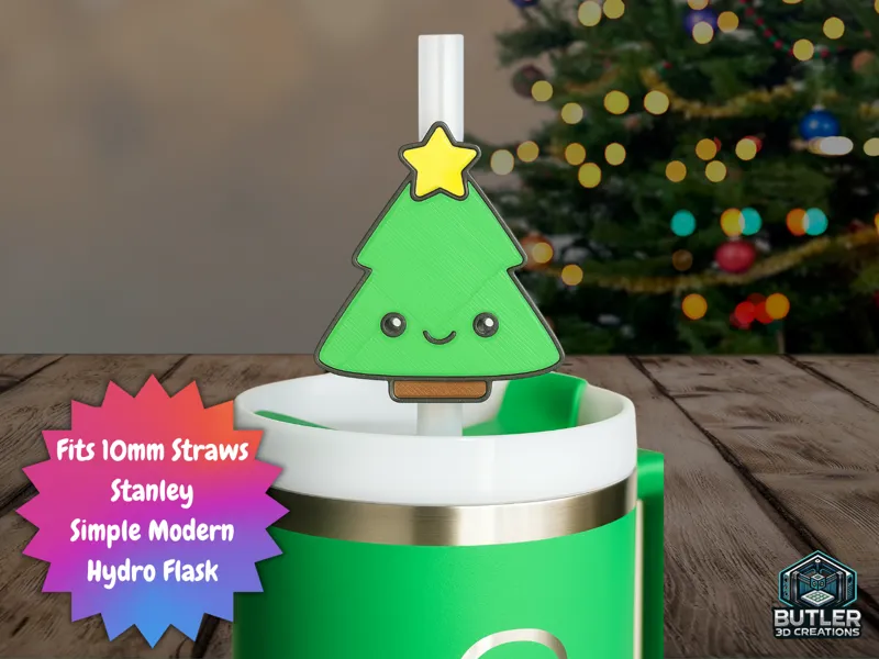 Kawaii Christmas Tree Straw Buddy