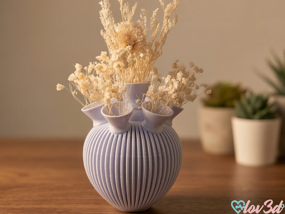Multi-Aperture Ribbed Bud Vase - 7-Hole Display