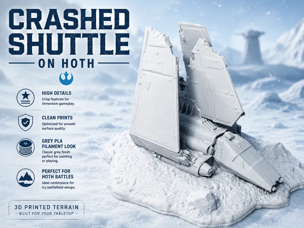 Escenografía en miniatura: Crashed Shuttle on Hoth - Tabletop Terrain. Referencia del modelo original.