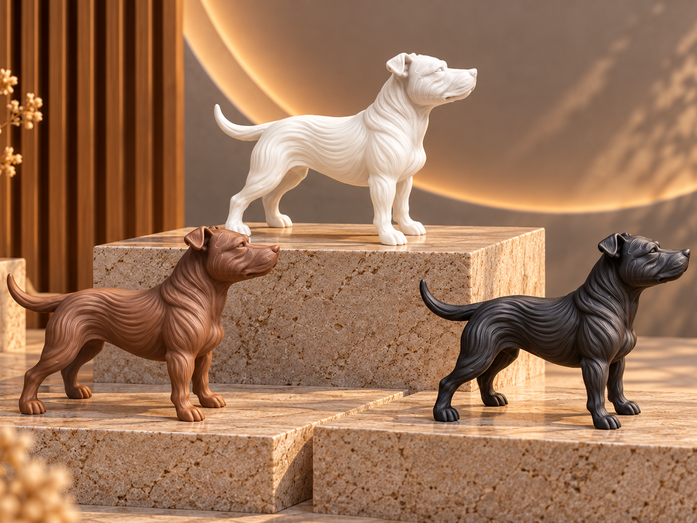 Japandi Staffordshire Bull Terrier Sculpture 3D model by Styllusak