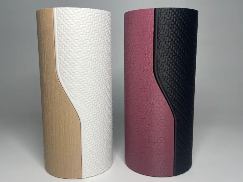 Textured Twist Coin Bank Carbon Leather Wood