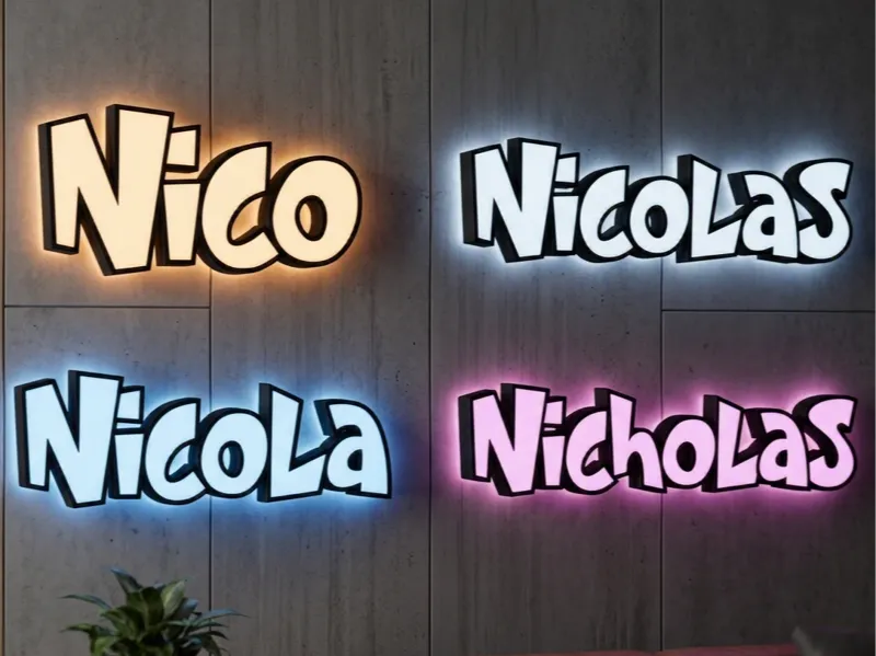 Insegna Led-Lightbox-Nico-Nicola-Nicolas-Nicholas