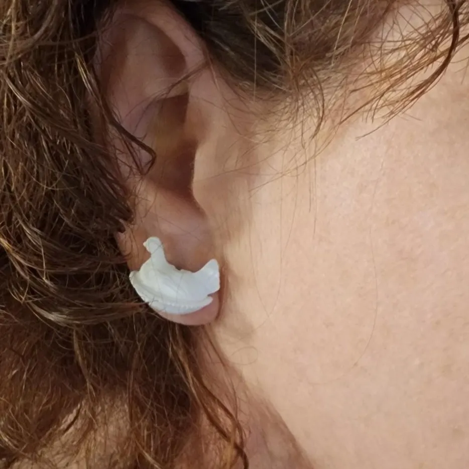 Hen on Nest Earrings view 3