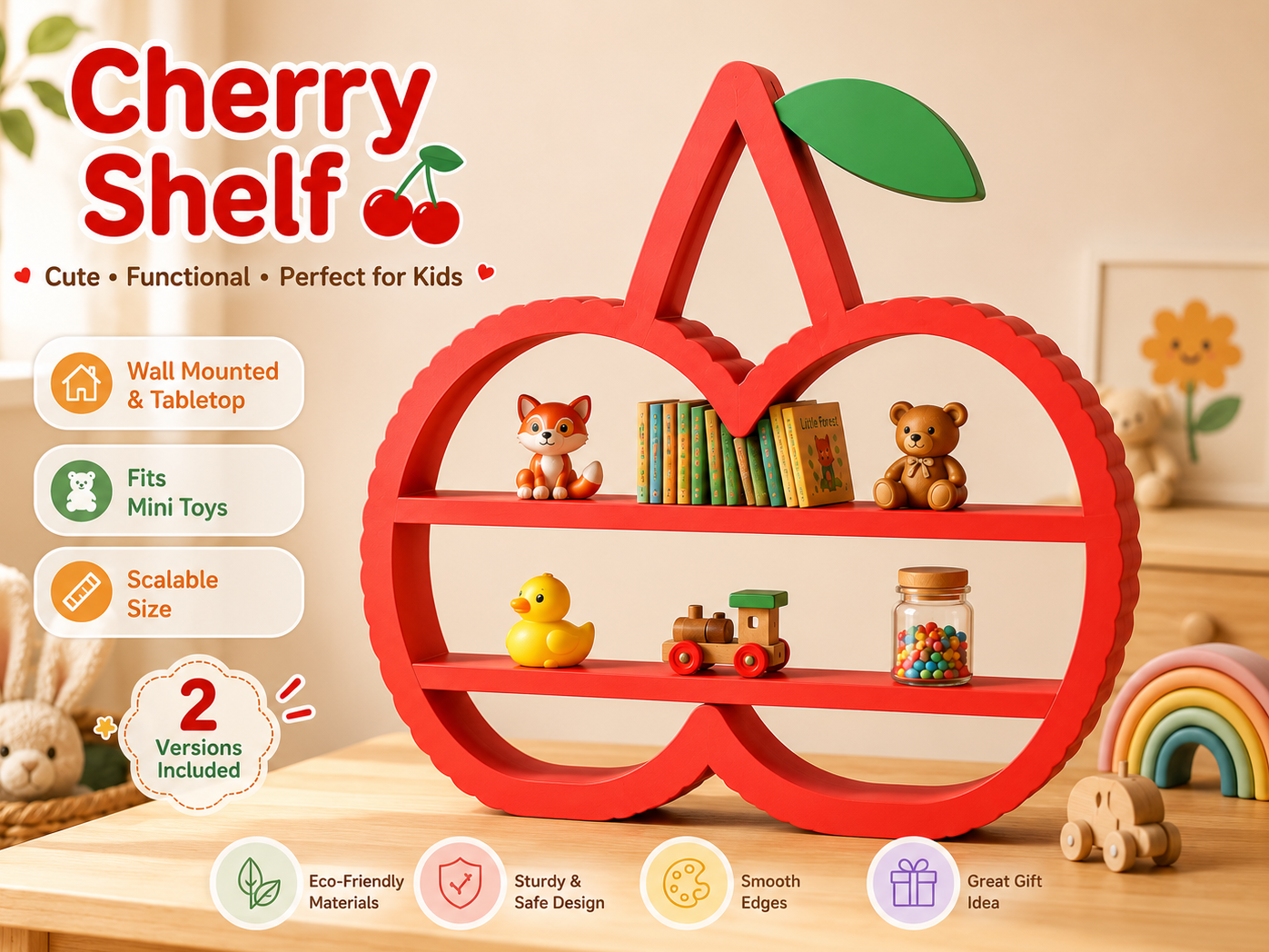 Cherry Shelf Buddy - Kids Wall & Tabletop Shelf