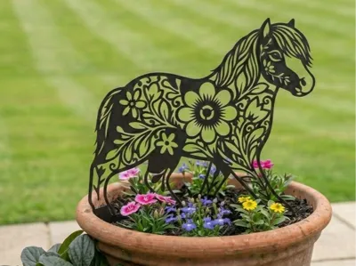 Floral Horse Silhouette