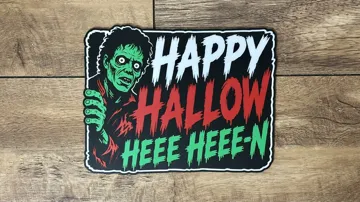 Letrero o emblema decorativo: MJ Zombie Happy Hallow Heee Heee-n Sign — vista de referencia 4
