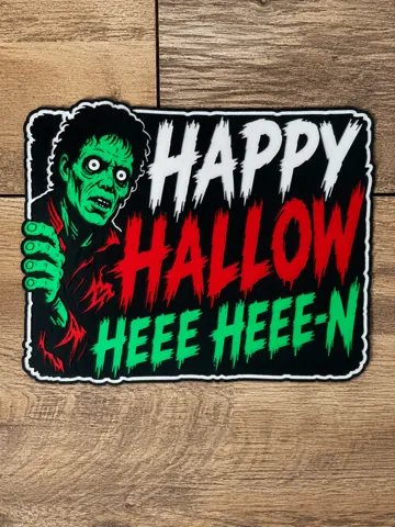 Letrero o emblema decorativo: MJ Zombie Happy Hallow Heee Heee-n Sign — vista de referencia 2
